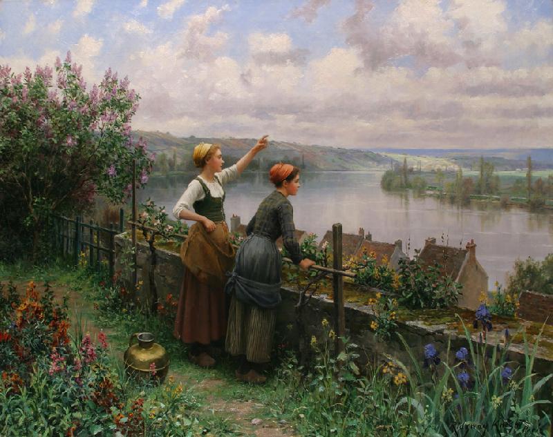 Daniel Ridgeway Knight Sur la Terrasse or Maria and Madeleine oil painting picture